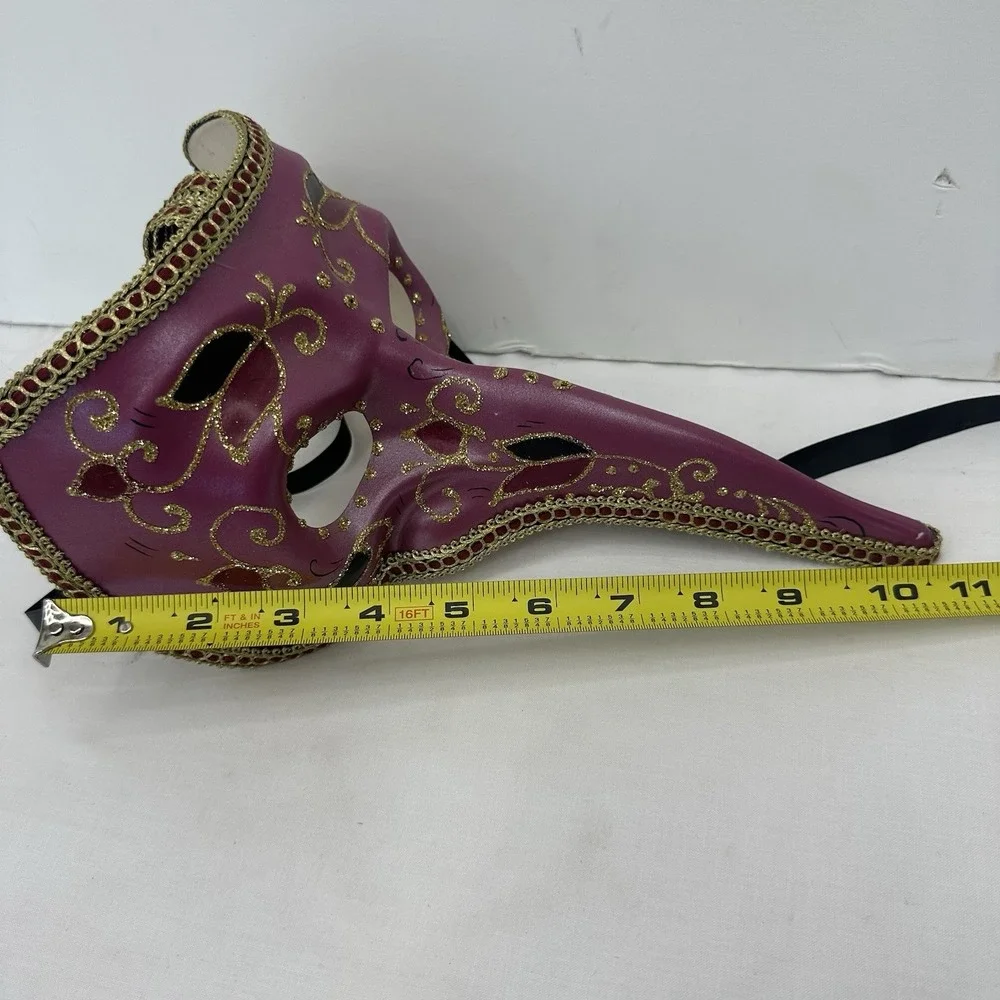 Purple Gold Venetian Mardi Gras Nose Mask MASQUERADE CARNIVAL PARTY Zanni Plague